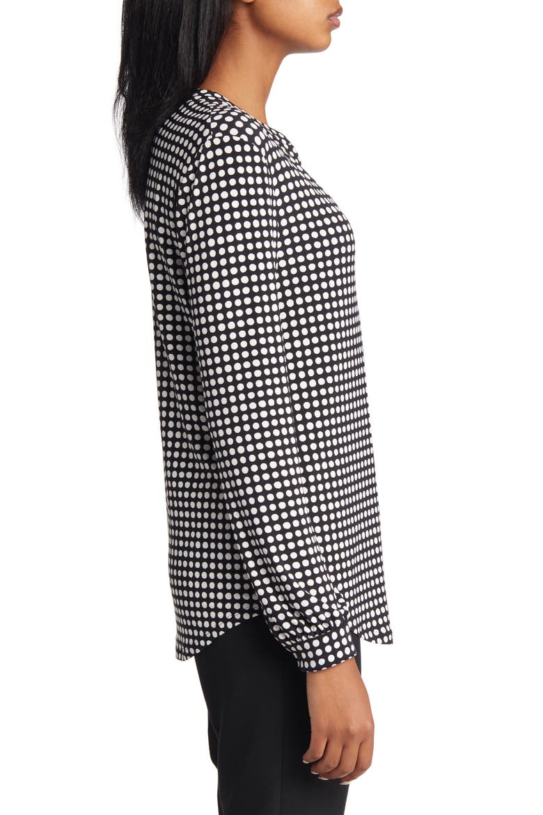 Pearly Dot Split Neck Blouse, Alternate, color, ANNE BLACK/ ANNE WHITE