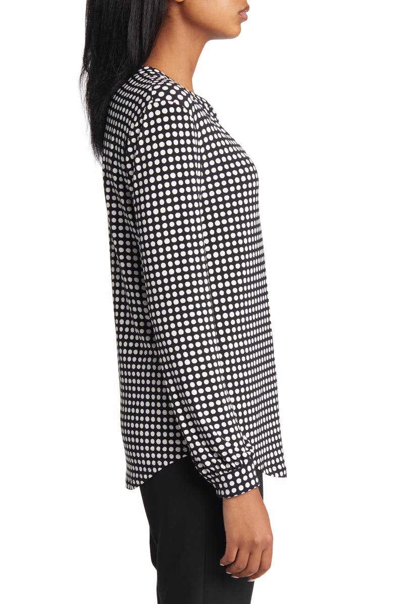 Anne Klein Pearly Dot Split Neck Blouse, Alternate, color, 