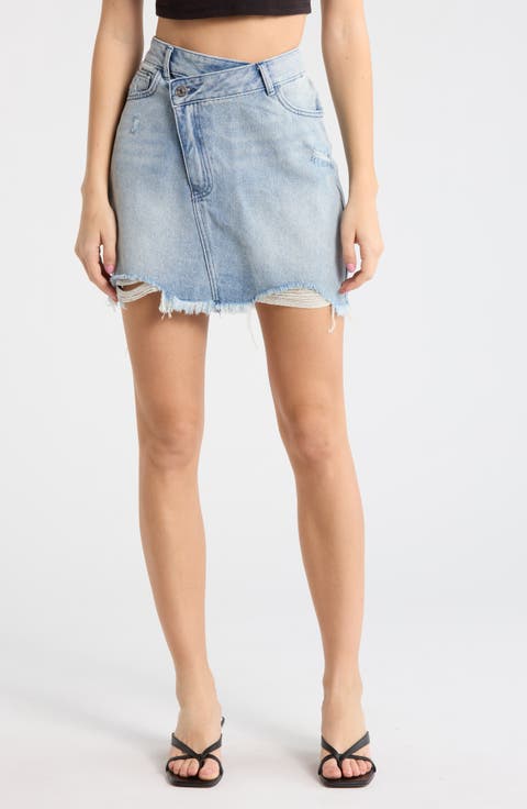 Distressed Denim Miniskirt