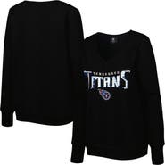 CUCE Women's Cuce Black Tennessee Titans Sequin Logo V-Neck Pullover Sweatshirt