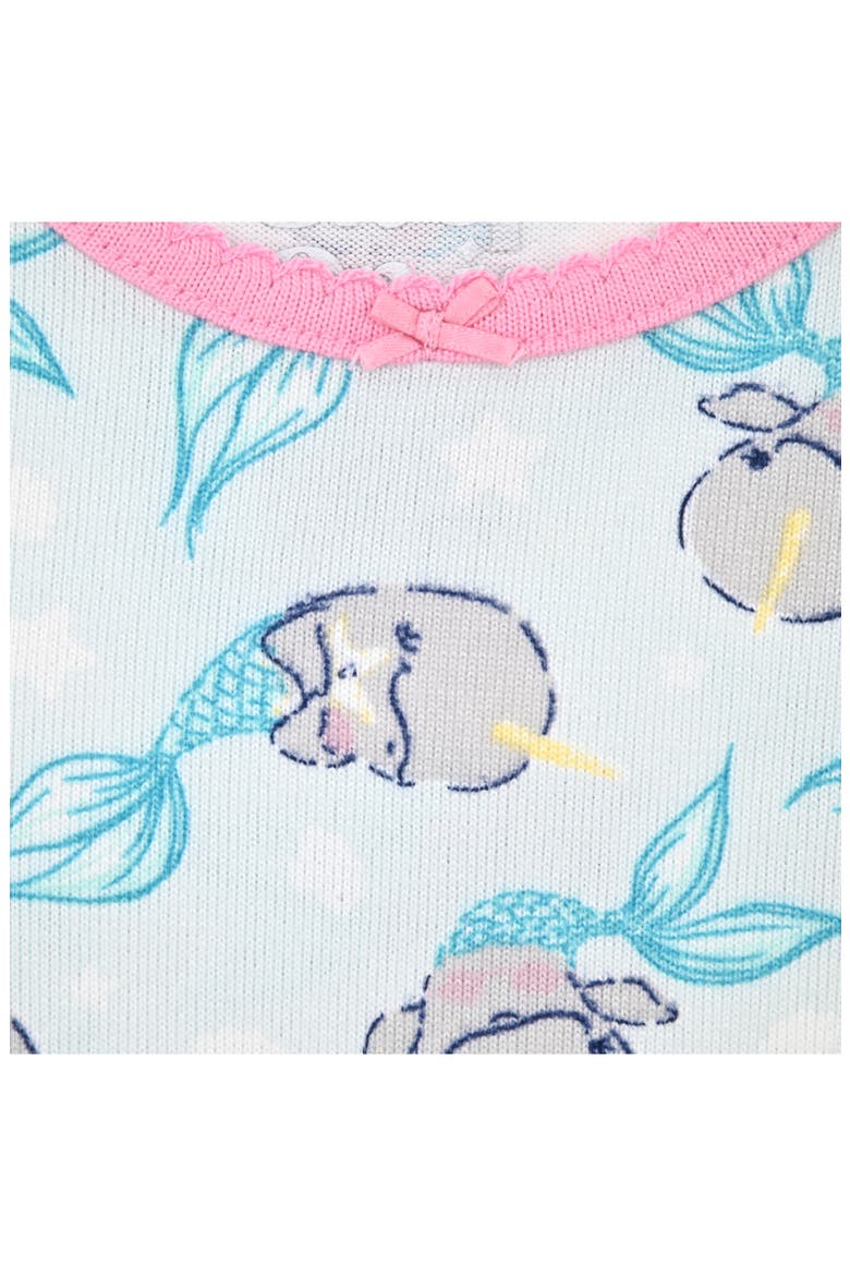 Narwhal Print Fitted Two-Piece Pajamas, Alternate, color, BLUE