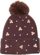 Nanette Lepore Mixed Metallic Pom Beanie