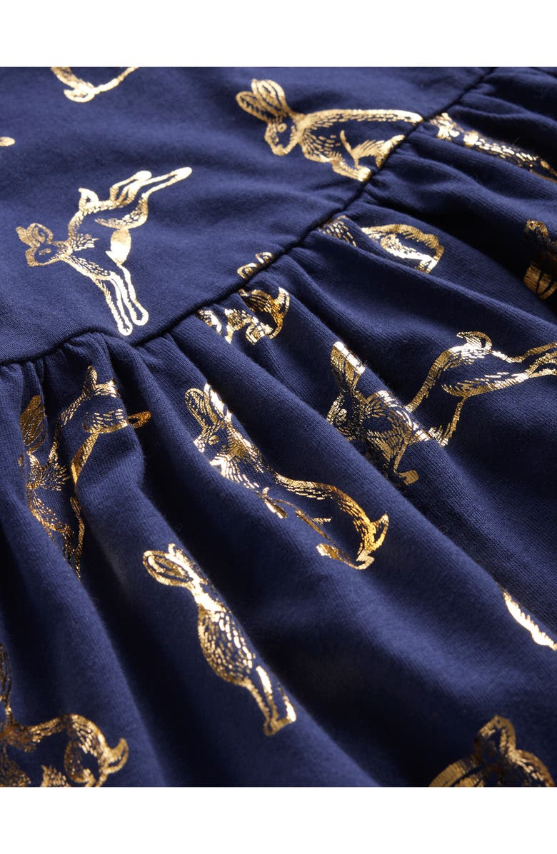 Mini Boden Kids' Bunny Print Long Sleeve Cotton Jersey Dress, Alternate, color, 