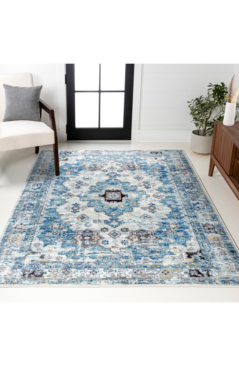 JONATHAN Y Modern Persian Boho Vintage Medallion Area Rug, Alternate, color, Cream/Blue
