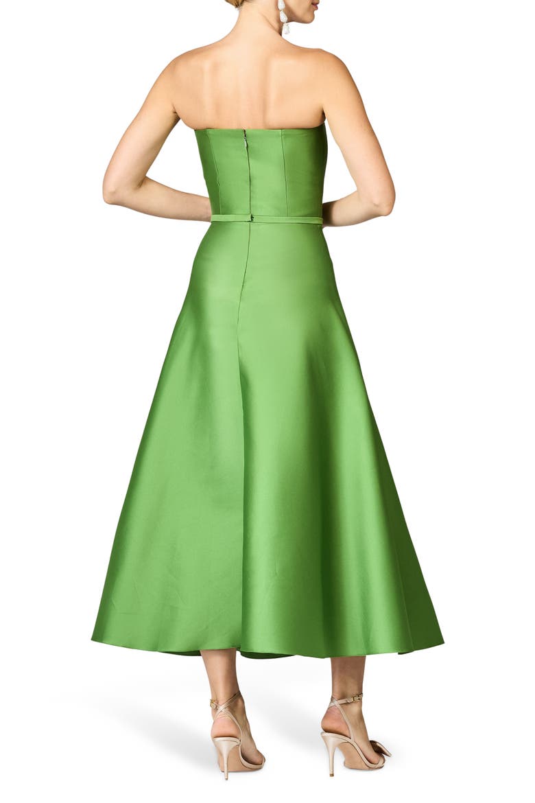 Darian Strapless Satin A-Line Gown, Alternate, color, GREEN GARNET