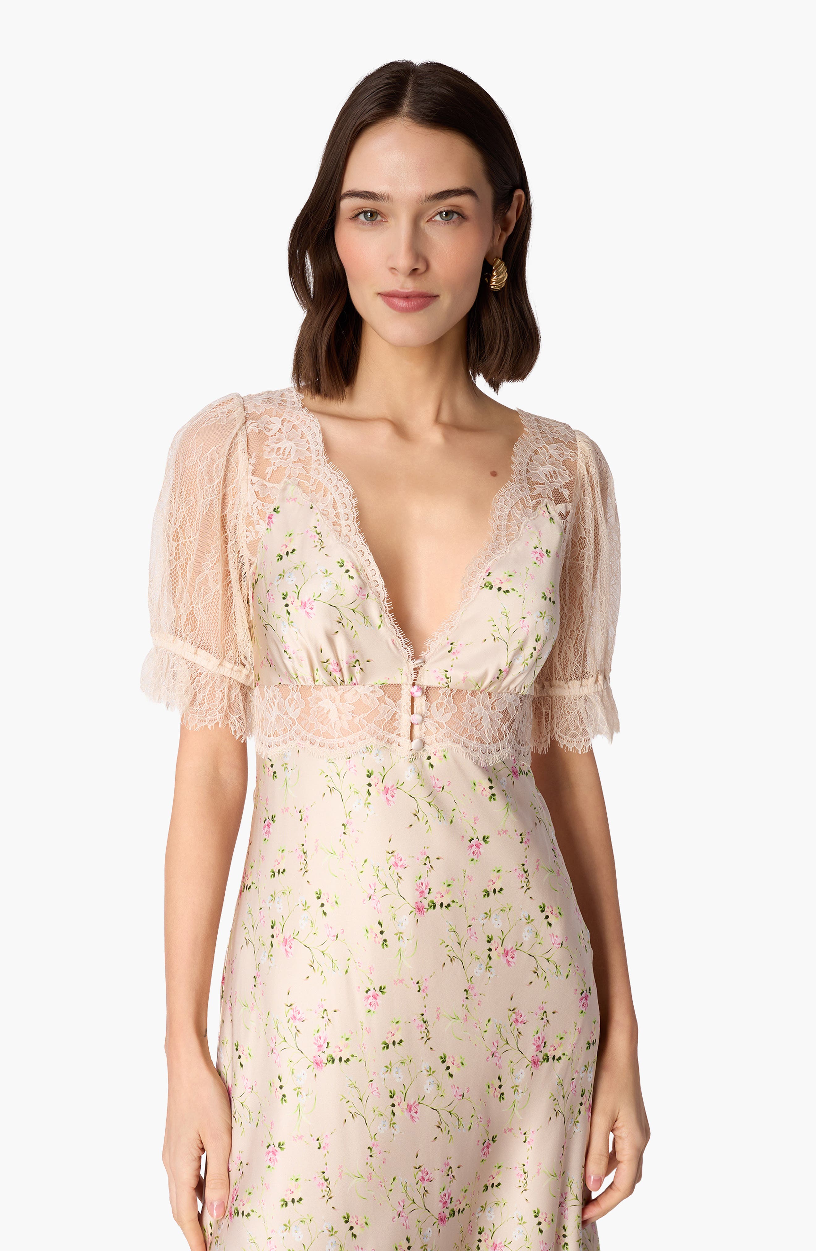 CAMI NYC Dinah Floral Lace Silk Midi Dress (Women) | Nordstrom