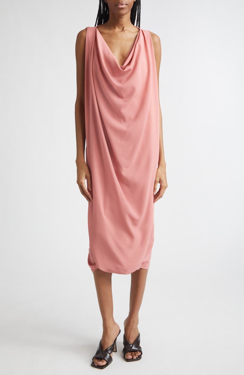 Michael Kors Collection Cowl Virgin Wool Crepe Midi Dress, Main, color, Guava