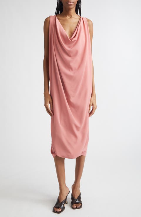 Cowl Virgin Wool Crepe Midi Dress