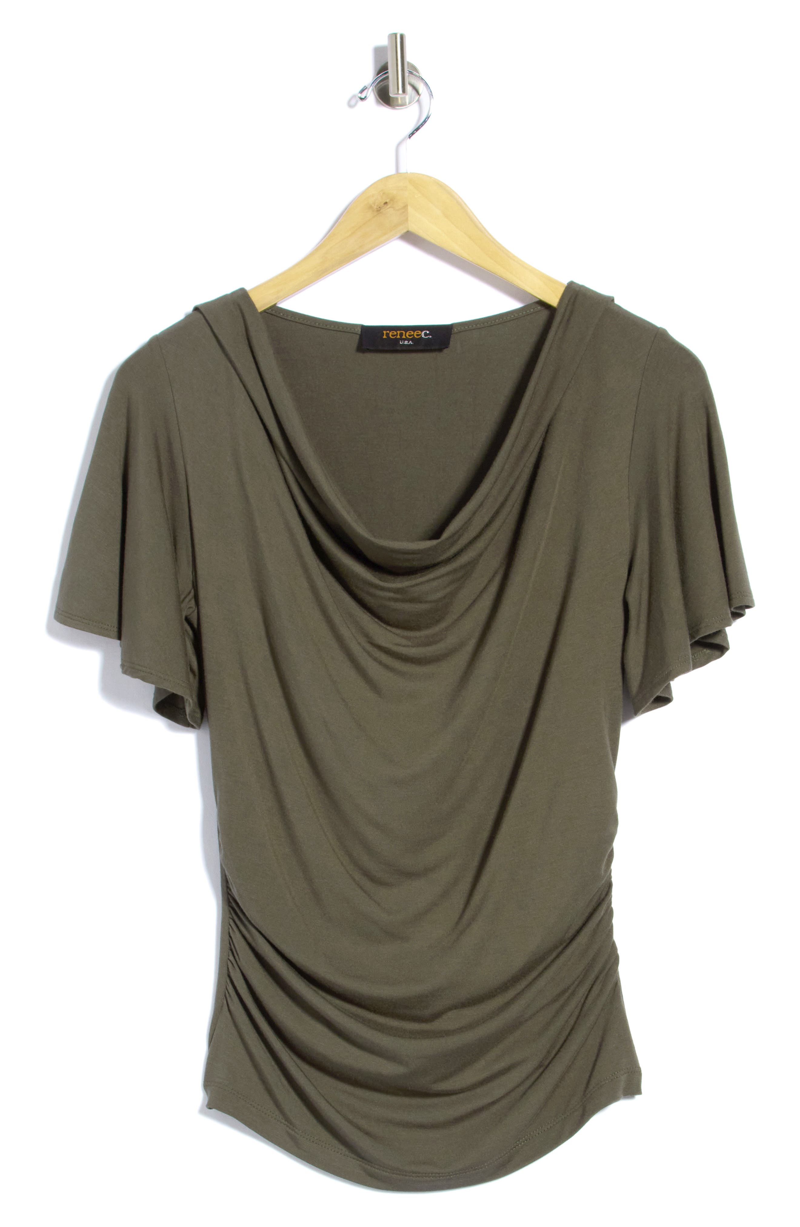 Flutter Sleeve Cowl Neck Top