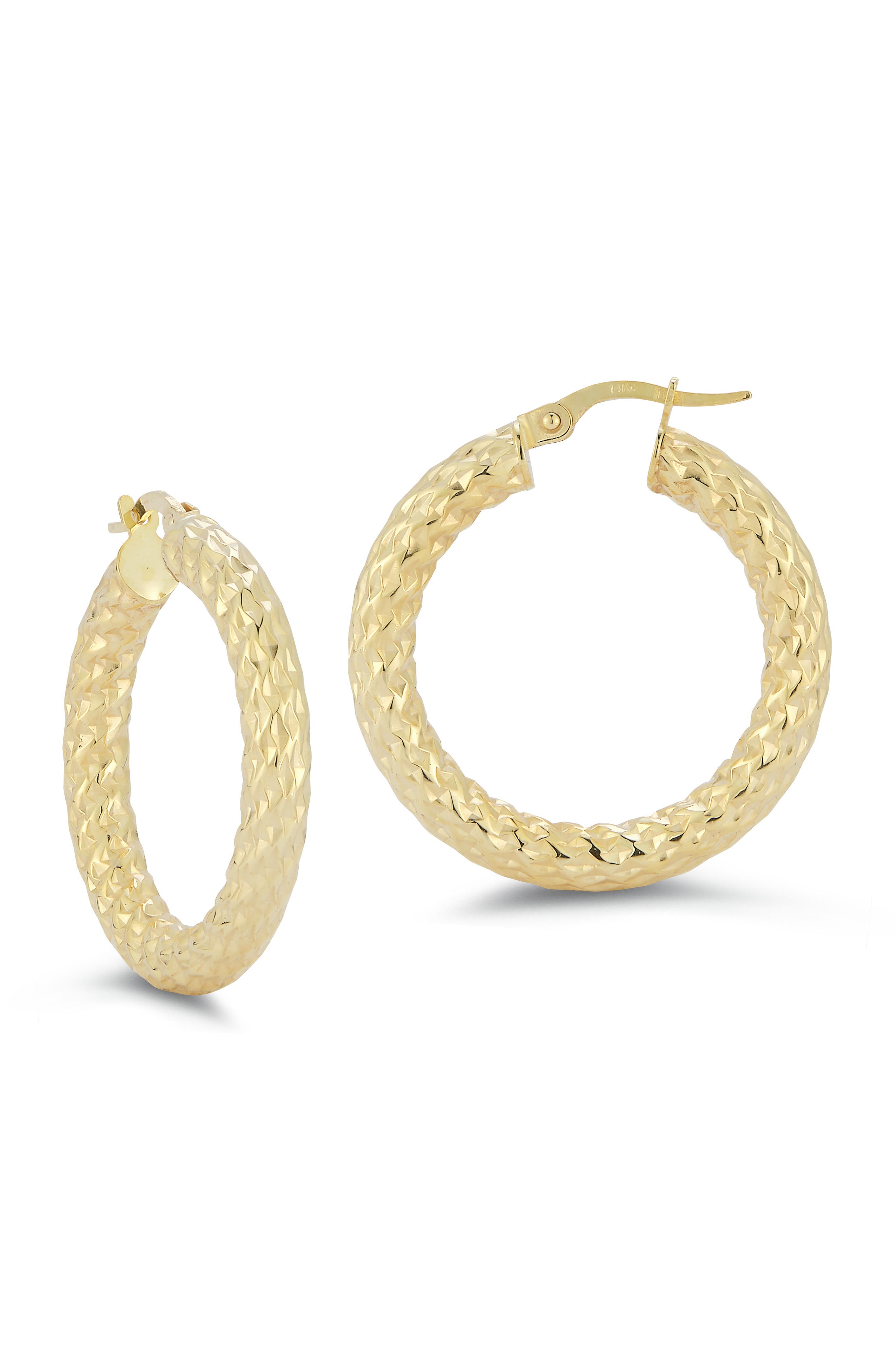 Ember Fine Jewelry 14K Gold Diamond Cut Hoop Earrings