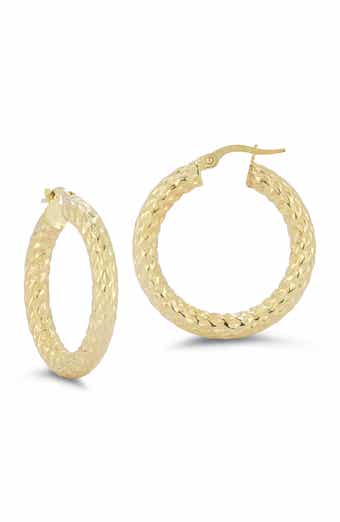 Ember Fine Jewelry 14K Gold Diamond Cut Hoop Earrings