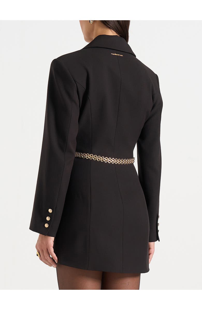 Manière De Voir Zara Double Breasted Blazer Dress With Chain, Alternate, color, Black