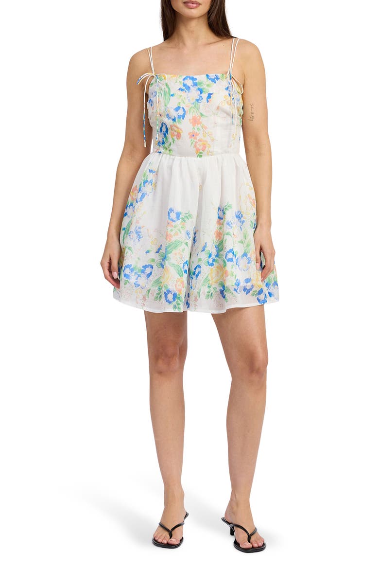 Julia Sleeveless Romper, Main, color, WHITE BLUE MULTI
