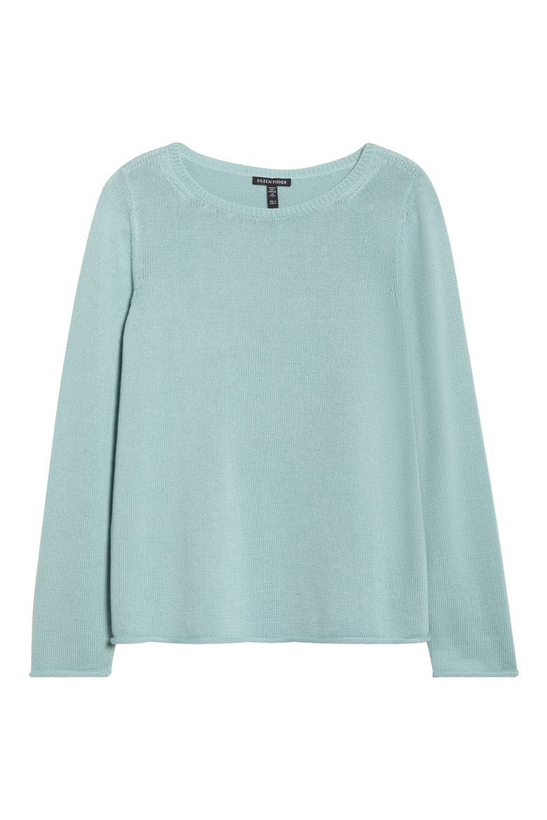Bateau Neck Cotton Blend Sweater, Alternate, color, ARCTIC BLUE