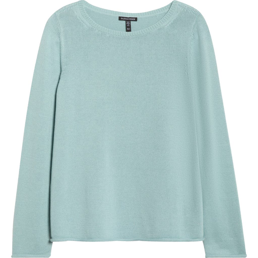 Eileen Fisher Bateau Neck Cotton Blend Sweater In Blue