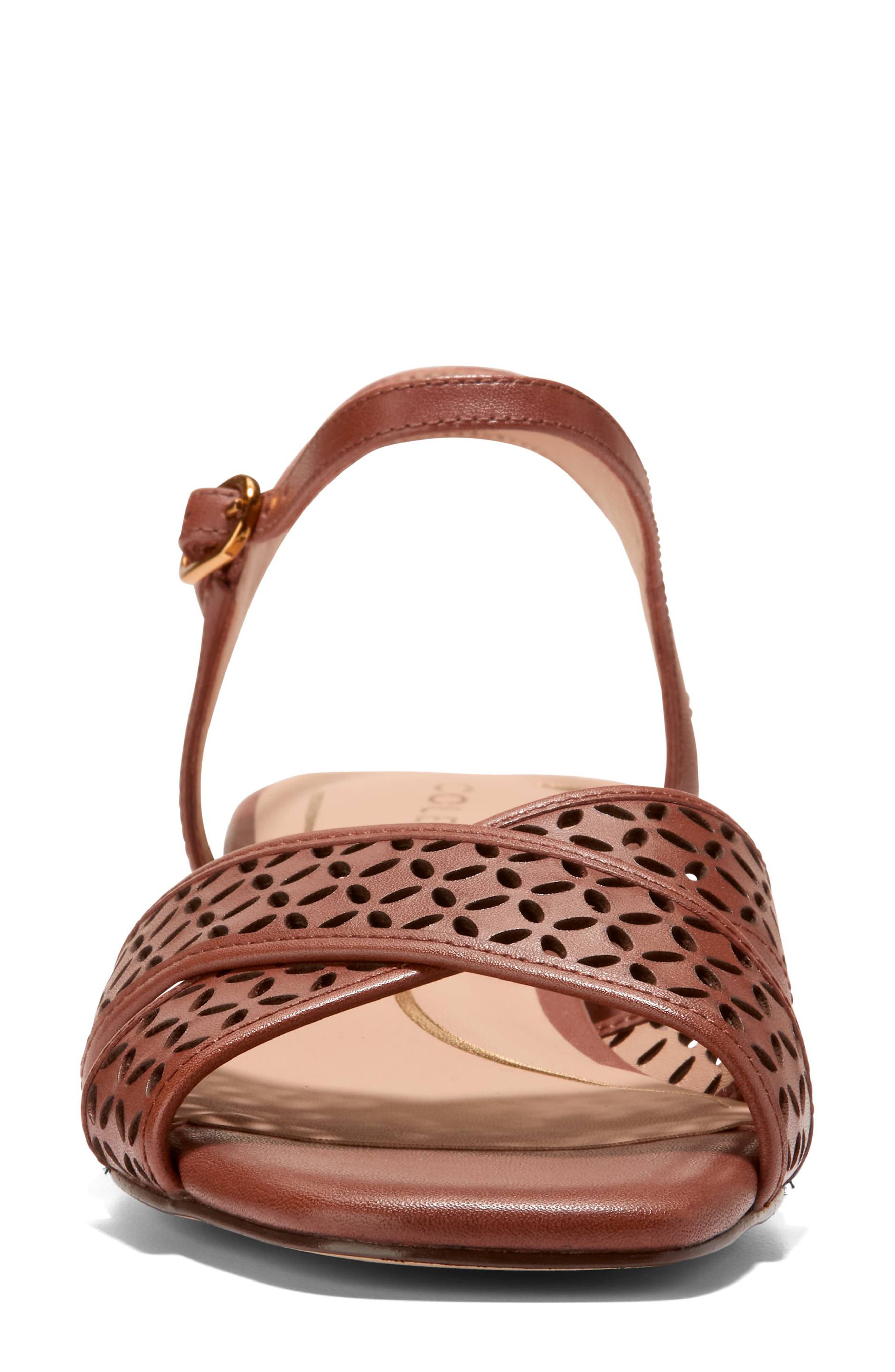 Patie Sandal, Alternate, color, DARK CUOIO PERFORATED LEATHER