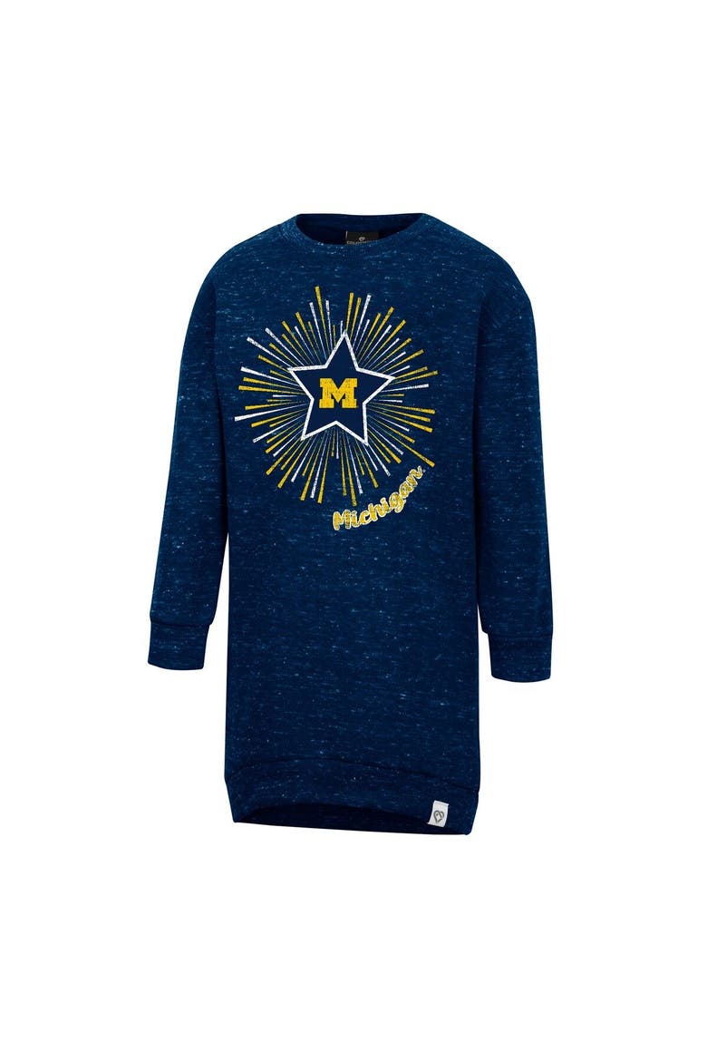 Girls Toddler Colosseum Navy Michigan Wolverines Cindy Lou Sweatshirt Dress, Main, color, Navy