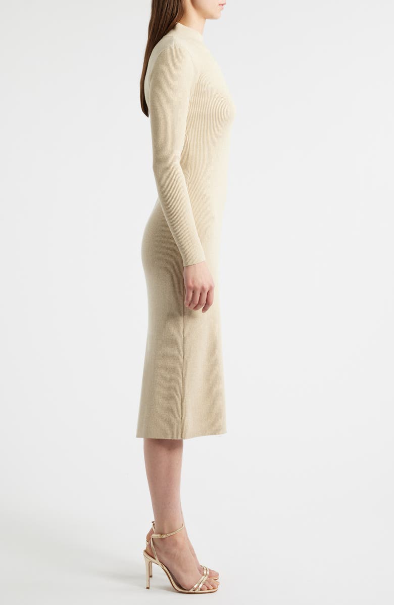 Elie Tahari The Chaya Metallic Long Sleeve Rib Maxi Dress, Alternate, color, Gold With Gold Lurex