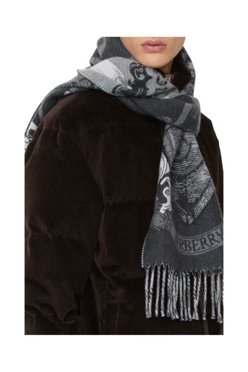 Burberry Etched Knight Cashmere Scarf In Black