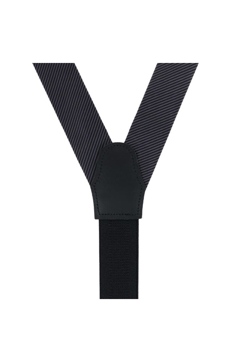Trafalgar Leyton Diagonal Lined Tone on Tone Silk Formal Suspenders, Alternate, color, Graphite