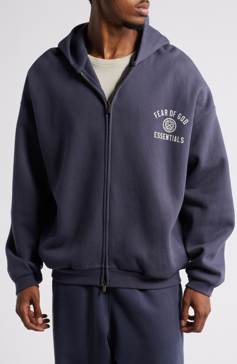 Fear of God Essentials Heavyweight Fleece Logo Zip Hoodie, Alternate, color, 