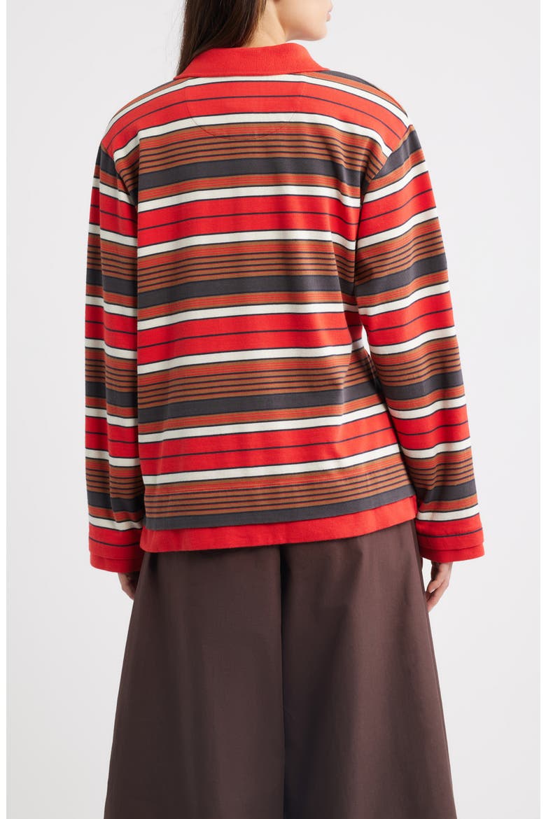 Noah Cinch Striped Rugby Polo, Alternate, color, RED STRIPE