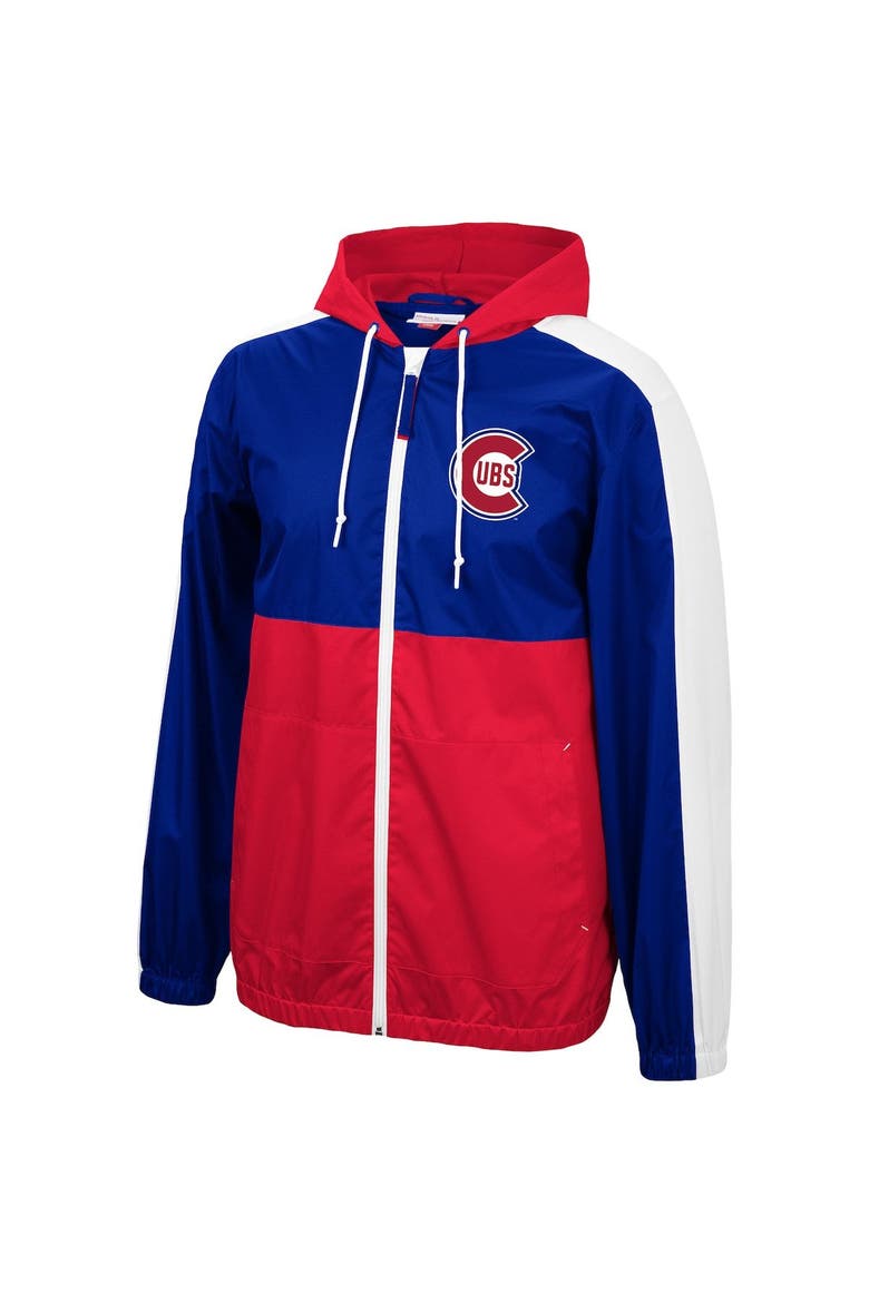 Men's Mitchell & Ness Royal/Red Chicago Cubs Game Day Full-Zip Windbreaker Hoodie Jacket, Alternate, color, Royal