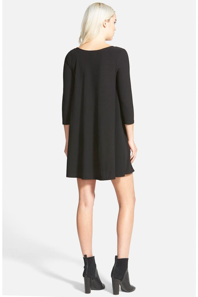 Crepe Trapeze Dress, Alternate, color, BLACK