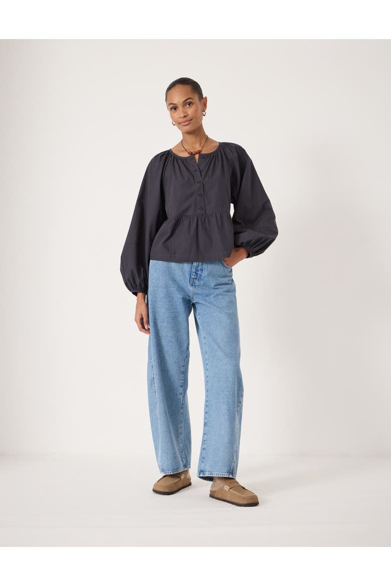 Beck Cotton Peplum Blouse, Alternate, color, Navy Blue