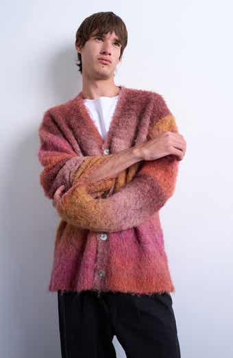 Oversize Ombré Stripe Fluffy Cardigan