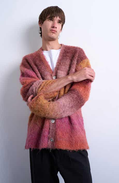 Oversize Ombré Stripe Fluffy Cardigan