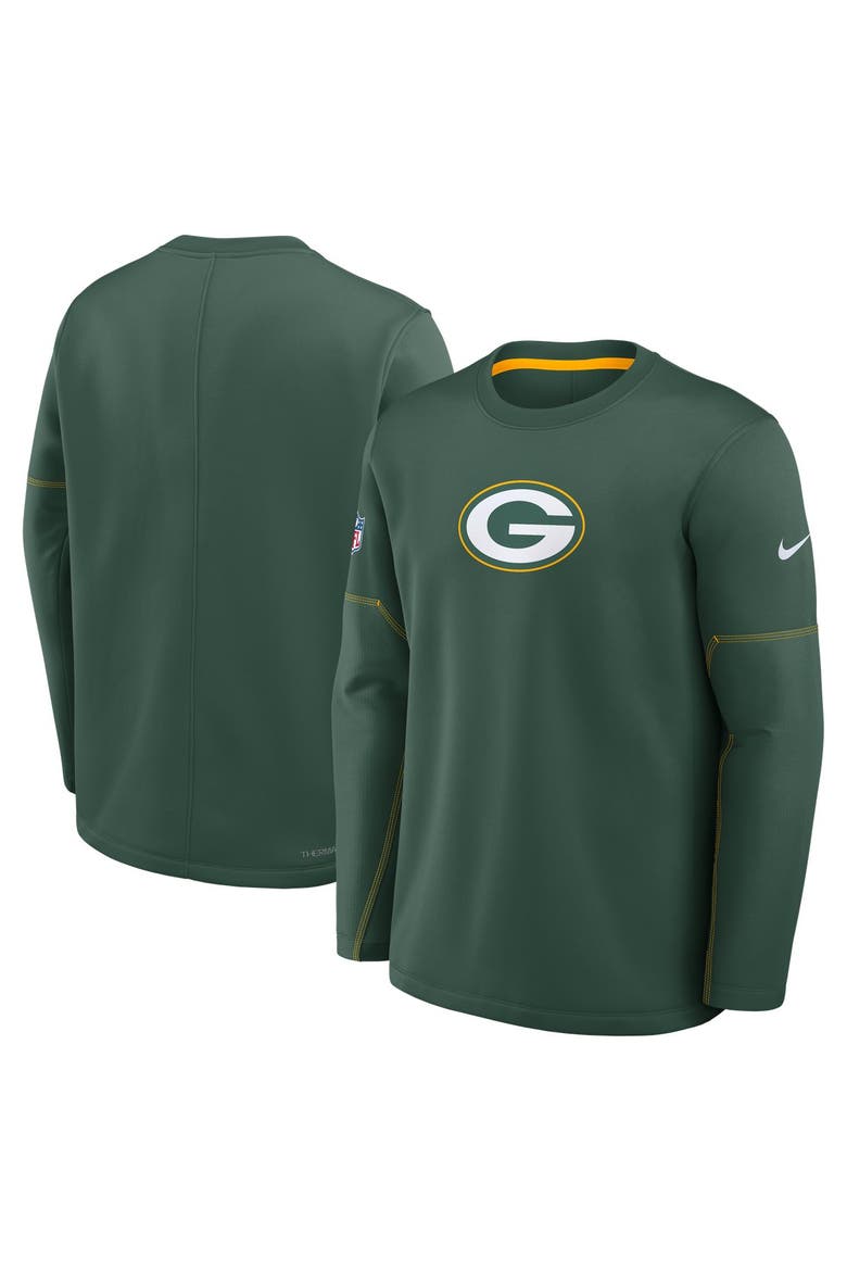 Men's Nike Green Green Bay Packers Sideline Coaches Team Present Midweight Therma-FIT Sweatshirt, Main, color, Green