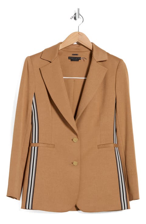 Breann Stripe Long Fitted Blazer