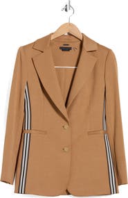 Alice + Olivia Breann Stripe Long Fitted Blazer