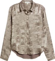 Cloth & Stone Hidden Placket Velvet Button-Up Blouse