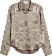 Cloth & Stone Hidden Placket Velvet Button-Up Blouse