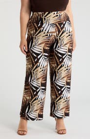 Anne Klein Printed High Waist Wide Leg Palazzo Pants