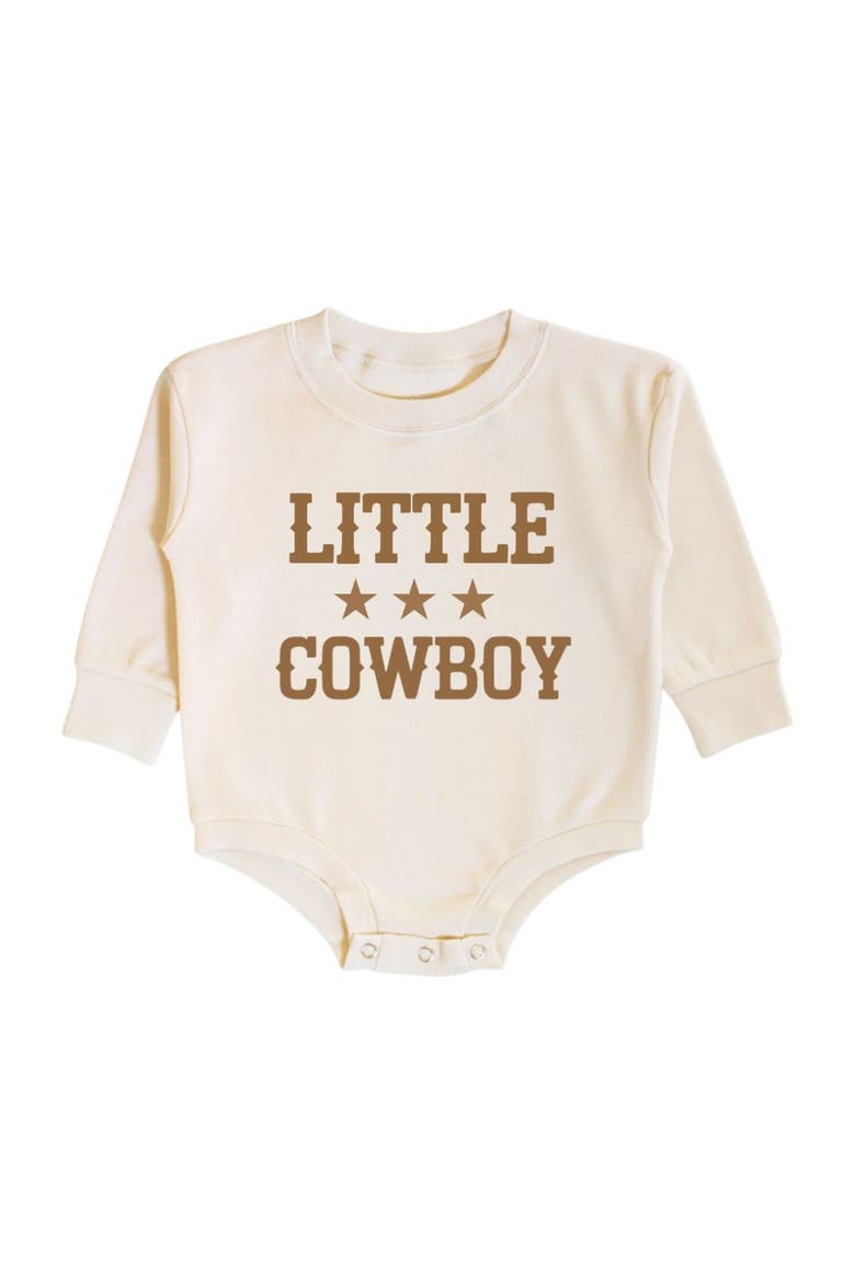 Little Cowboy Long Sleeve Romper, Main, color, Natural
