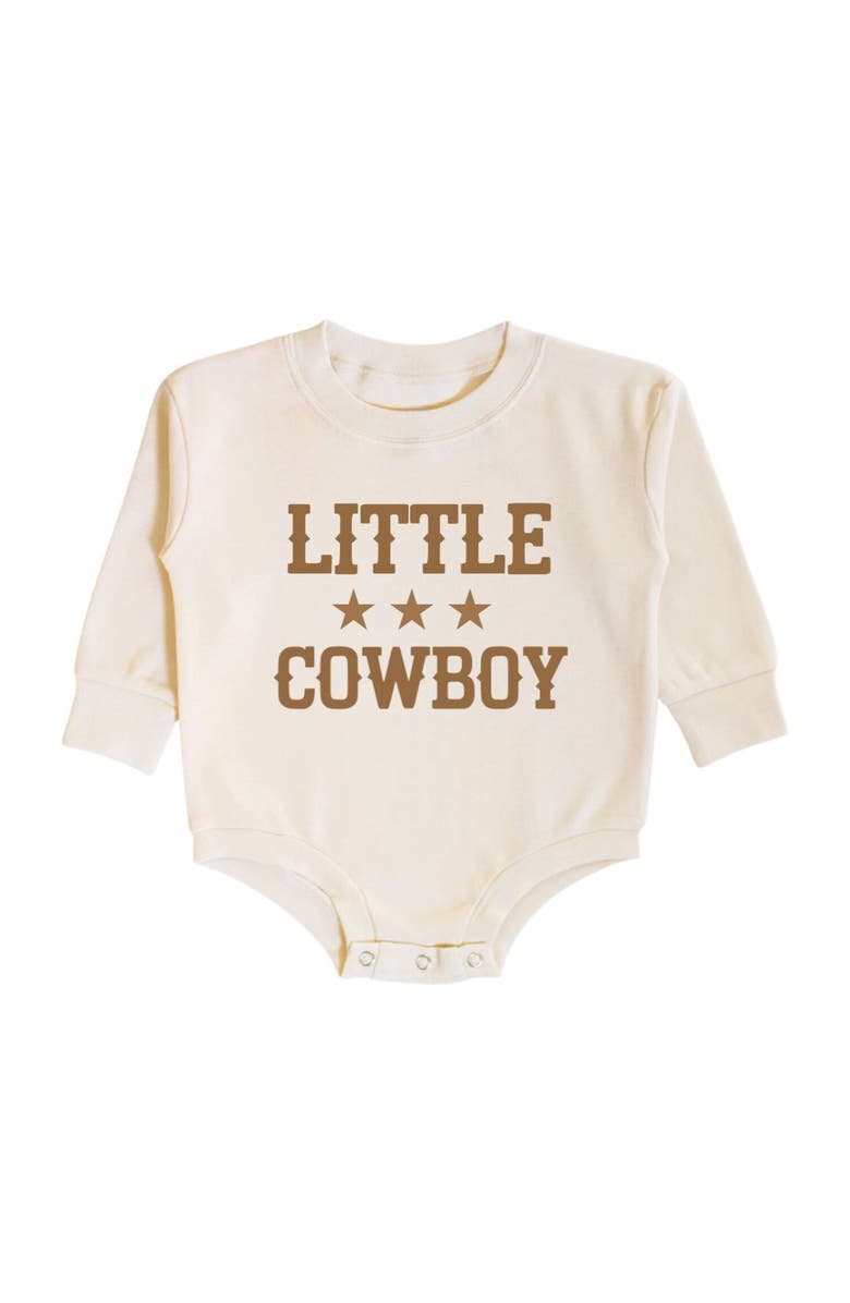 Sweet Wink Little Cowboy Long Sleeve Romper, Main, color, Natural