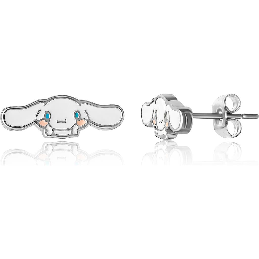 Hello Kitty Silver Flash-plated And Enamel Stud Cinnamoroll Earrings In Silver