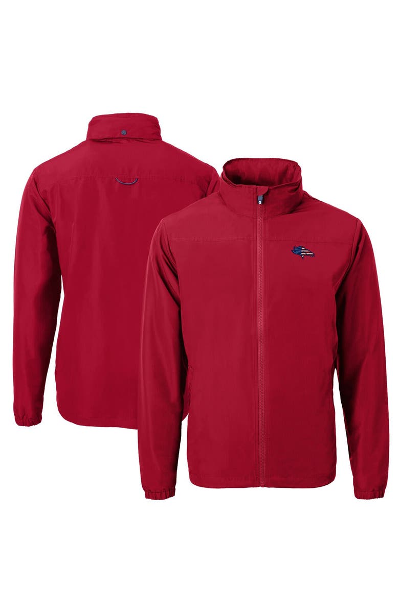Cutter & Buck Men's Cutter & Buck Red Denver Broncos  Americana Charter Eco Recycled Full-Zip Jacket, Main, color, 