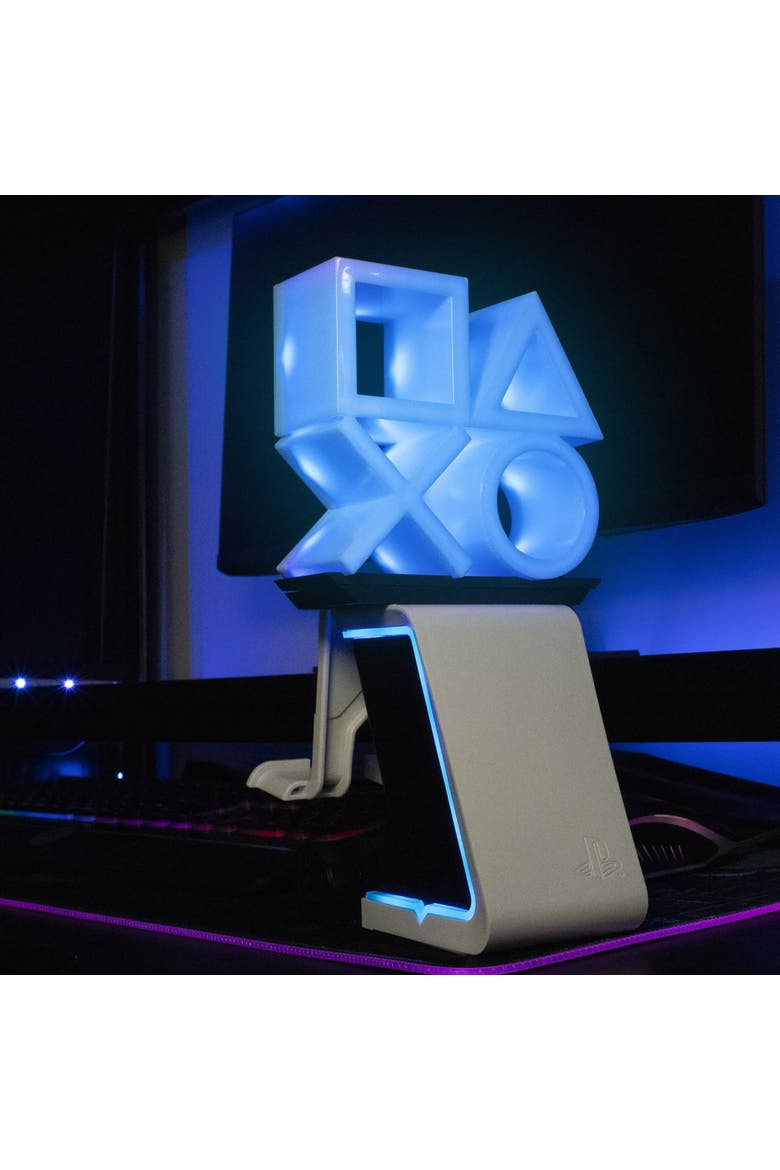 Cable Guys Led Ikons Playstation Logo Charging Phone & Controller Holder, Alternate, color, Multicolored
