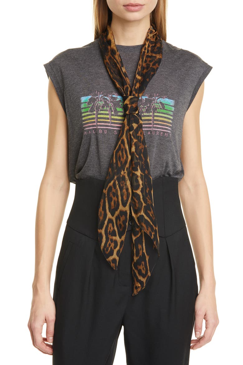Grand Lavalliere Silk Scarf, Alternate, color, LEOPARD