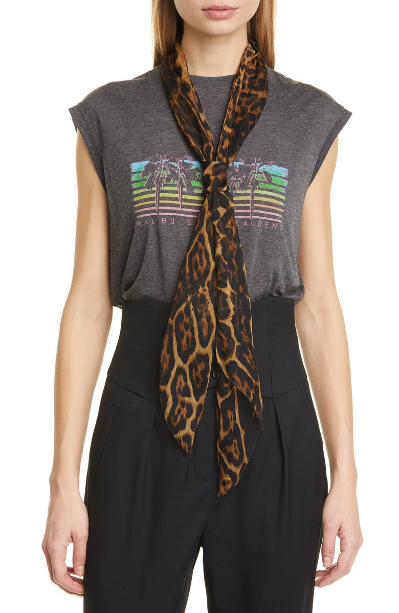 Saint Laurent Grand Lavalliere Silk Scarf, Alternate, color, 