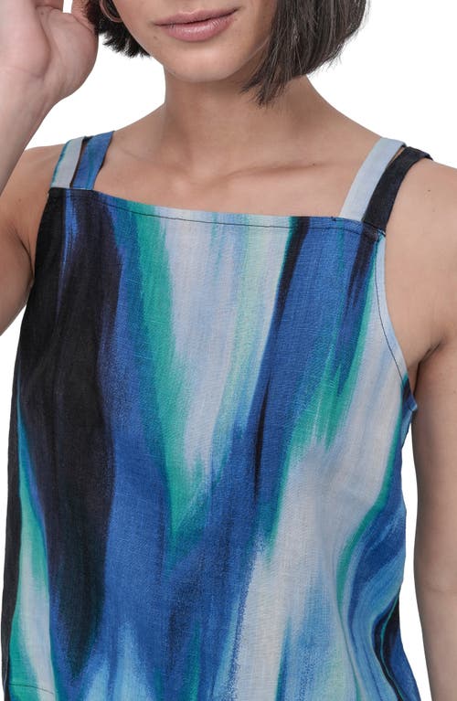 Shop Dkny Tie Strap Linen Top In Caribbean