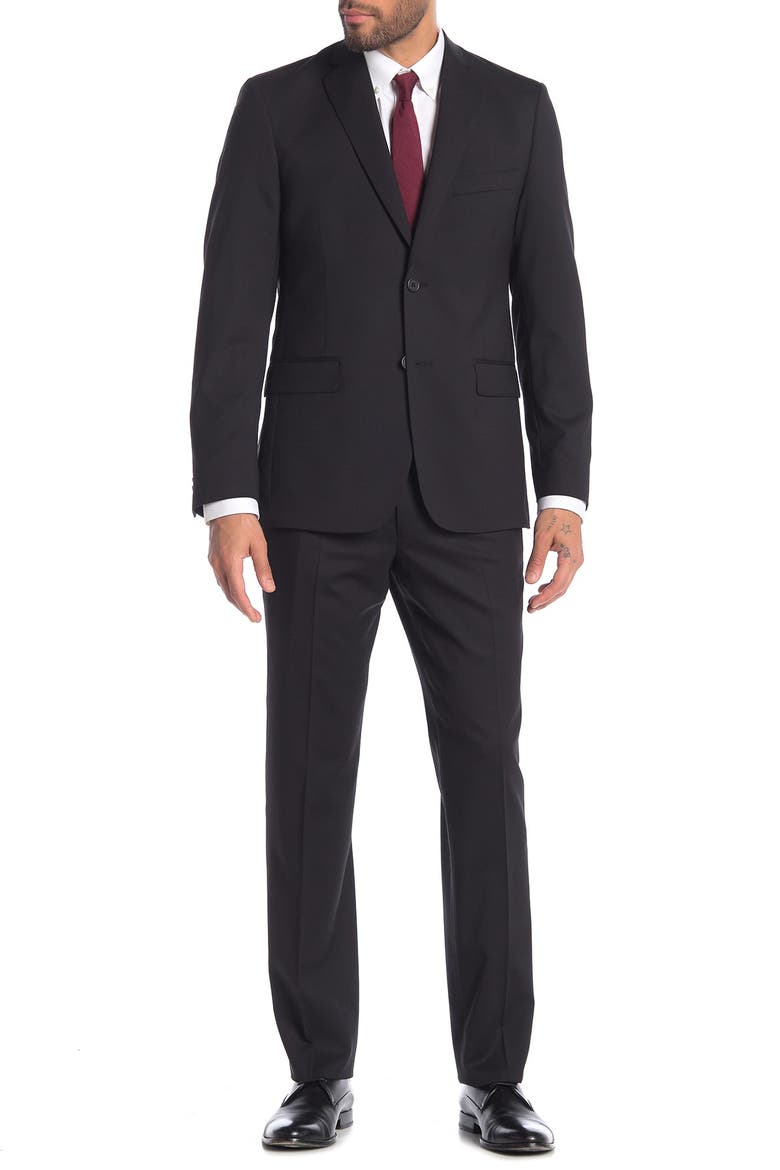 Stretch Wool Suit, Main, color, BLACK