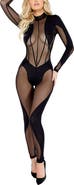 Roma Confidential Long Sleeve Sheer Mesh Detailed Jumpsuit