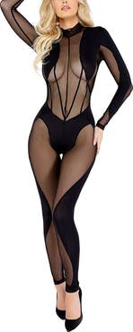 Roma Confidential Long Sleeve Sheer Mesh Detailed Jumpsuit