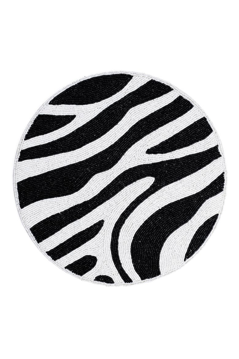 Zebra Beaded Placemat, Main, color, BLACK