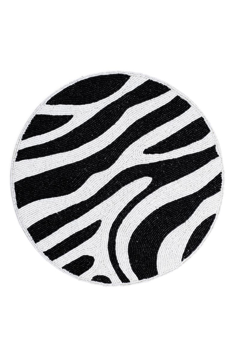 Tiramisu Zebra Beaded Placemat, Main, color, Black